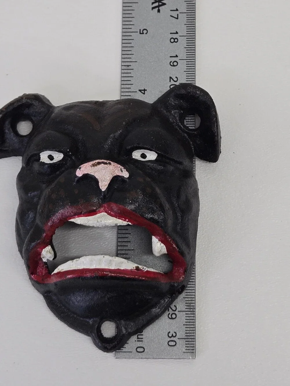 VTG Cast Iron Bulldog Wall Mount Bottle Opener Antique Finish Man Cave #3 brewer